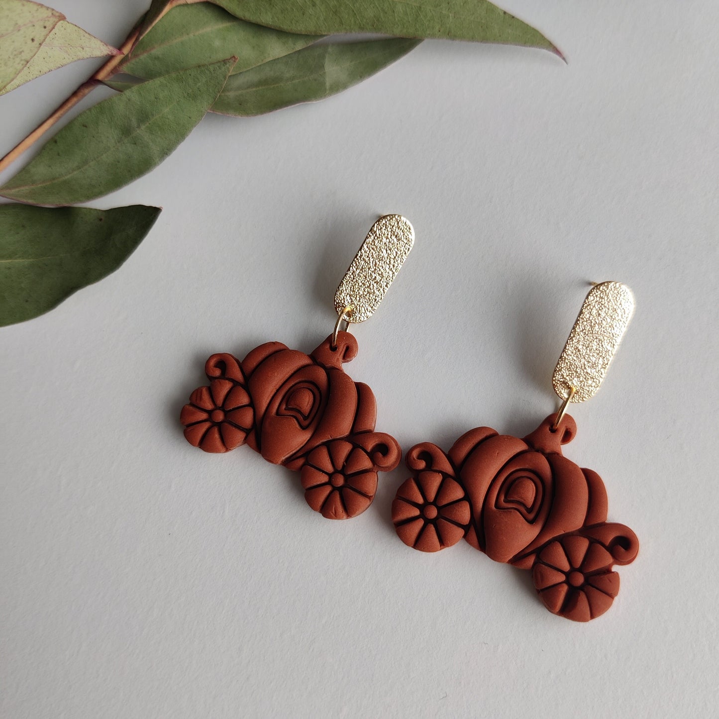 Autumn Collection | Autumn Earrings | Handmade Pumpkin polymer clay earrings | Fall foliage earrings | Fall colors earrings