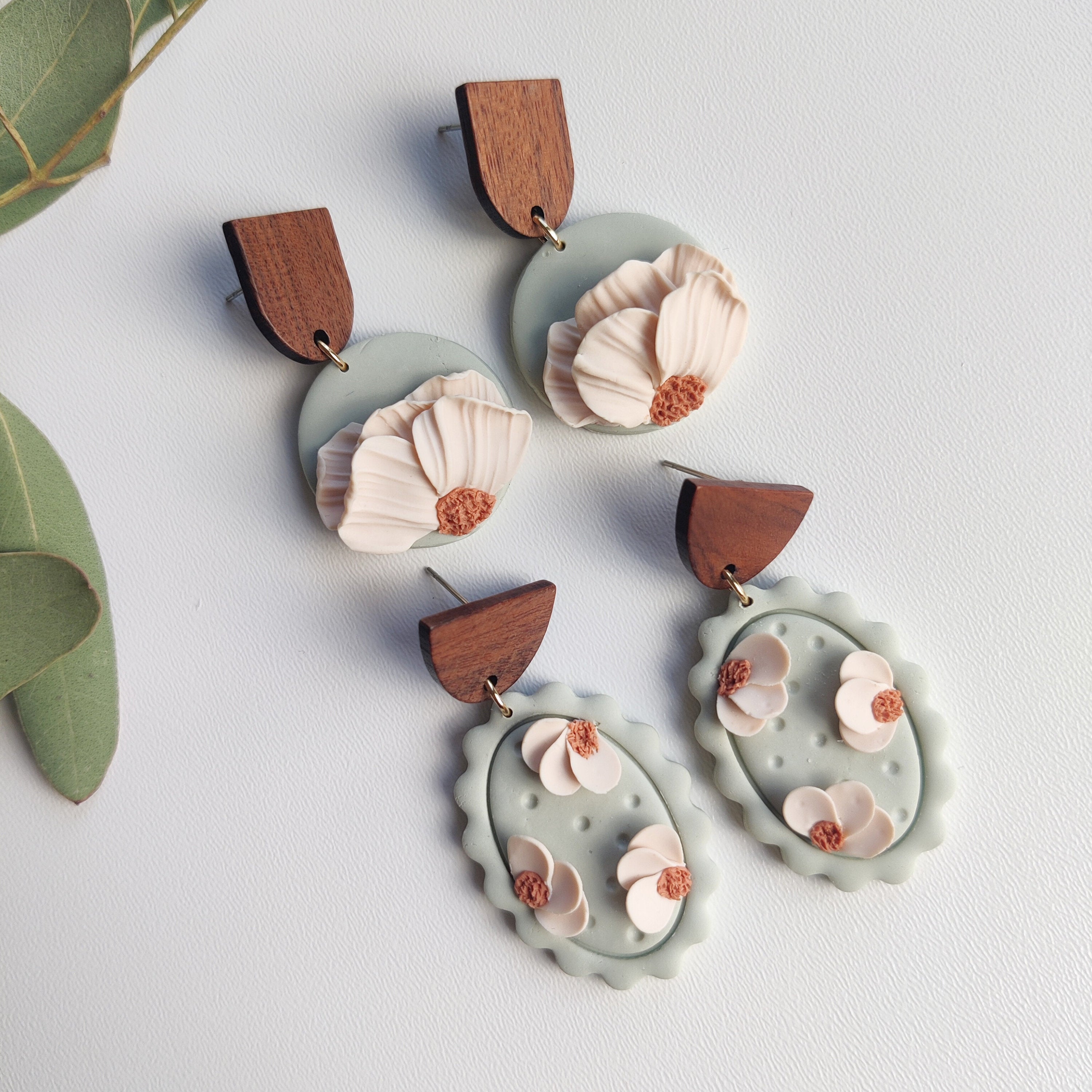 Vintage Flower Earrings | Polymer Clay Earrings Dangle | Floral Earring | Flower Bouquet | Handmade Dangle Earrings | Pastel Colors