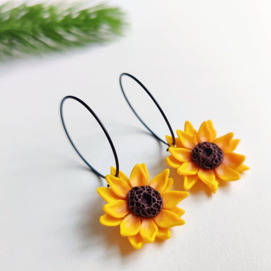 Sunflower Clay Earrings | Flower Earrings | Clay Earrings | Floral Earrings | Aesthetic Earrings | Statement Earrings | Elegant Earrings